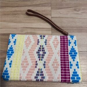 Katydid Multicolor Patterned Clutch with Wristlet